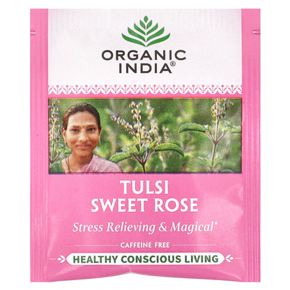 Organic India, Tulsi Sweet Rose Tea, Caffeine Free, 18 Infusion Bags, 1.01 oz (28.8 g)