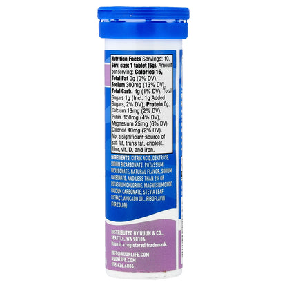 Nuun, Sport Hydration, Effervescent Electrolyte Drink Tablets, Grape, 10 Tablets