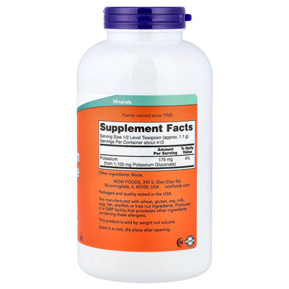 NOW Foods, Potassium Gluconate Pure Powder, 1 lb (454 g)