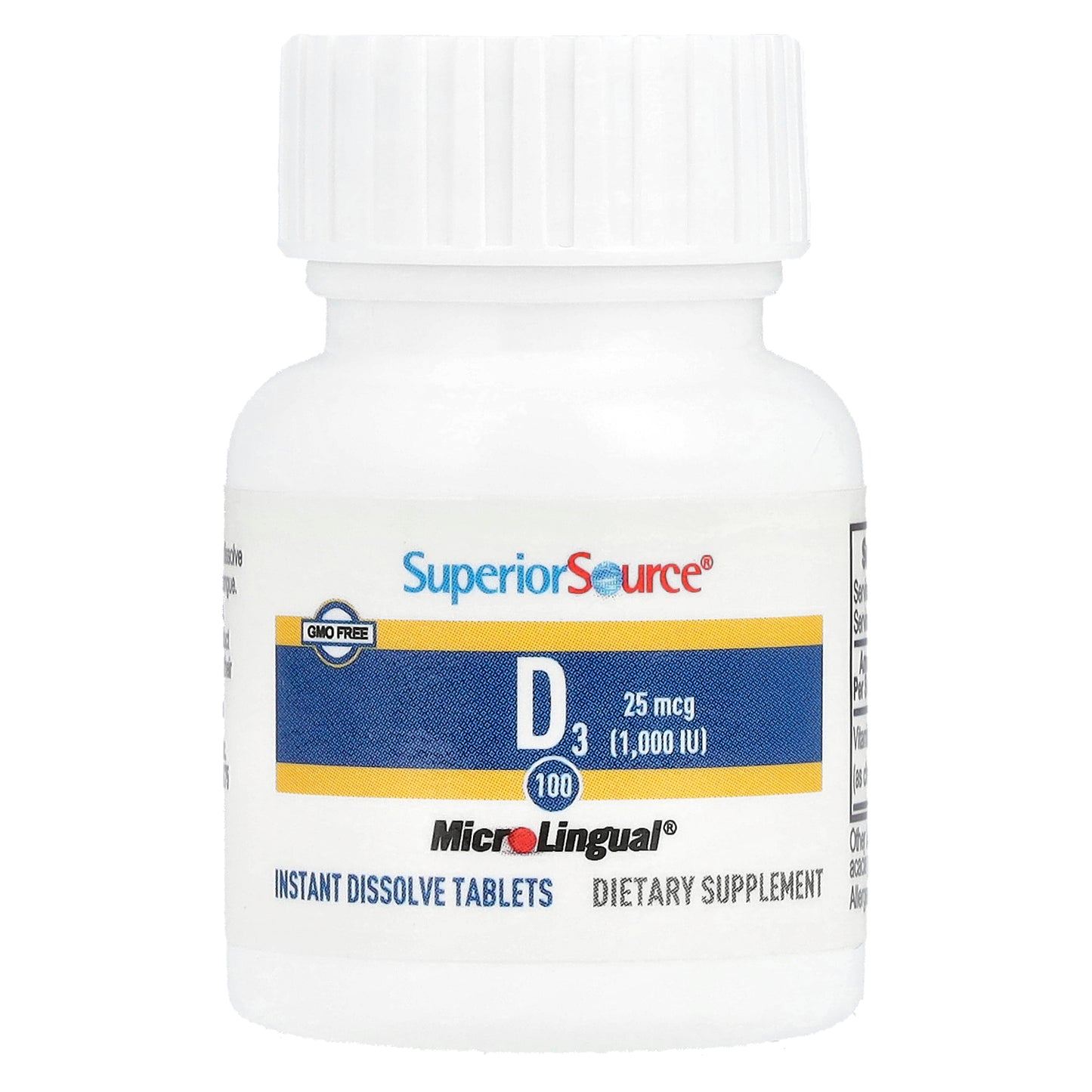 Superior Source, D3, Extra Strength, 25 mcg (1,000 IU), 100 MicroLingual® Instant Dissolve Tablets