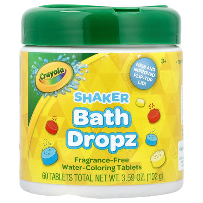 Crayola, Shaker Bath Dropz, 3+, Fragrance-Free, 60 Tablets, 3.59 oz (102 g)