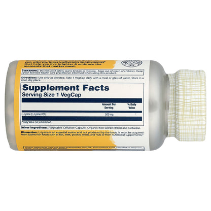 Solaray, L-Lysine, 500 mg, 60 VegCaps