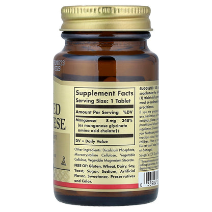 Solgar, Chelated Manganese, 100 Tablets (8 mg per Tablet)