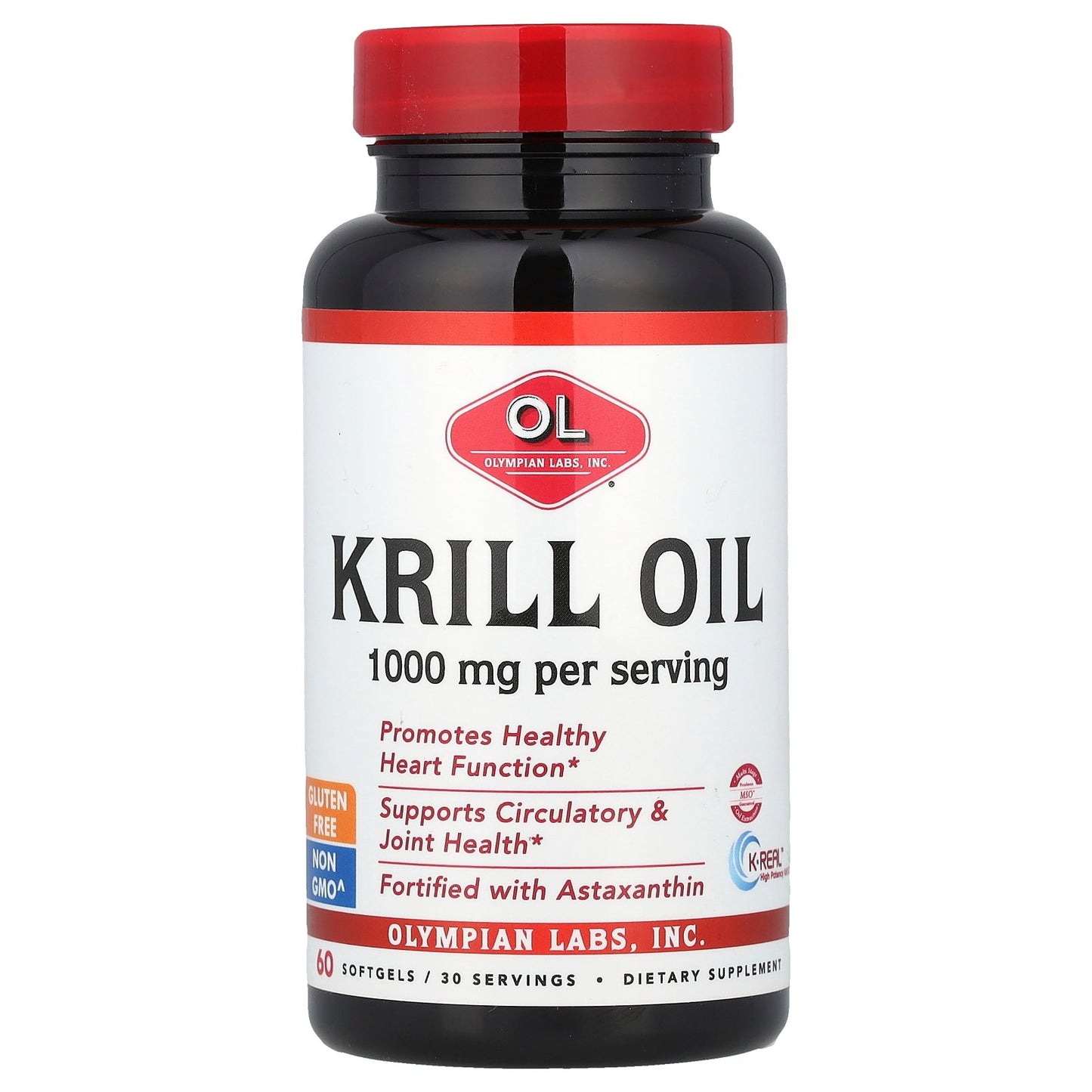 Olympian Labs, Krill Oil, 1,000 mg, 60 Softgels (500 mg per Softgel)