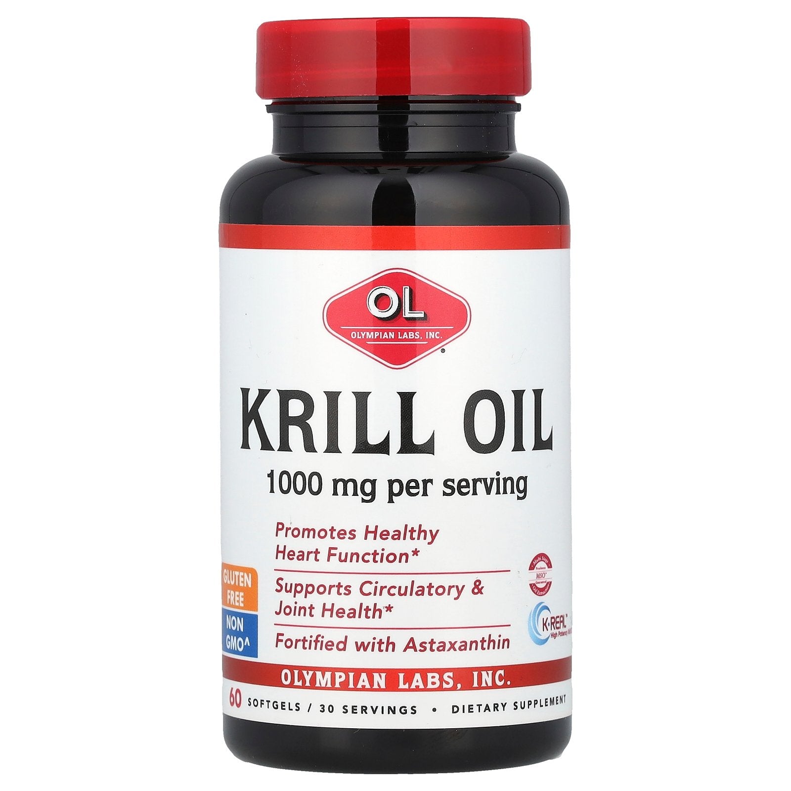 Olympian Labs, Krill Oil, 1,000 mg, 60 Softgels (500 mg per Softgel)