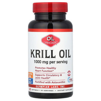 Olympian Labs, Krill Oil, 1,000 mg, 60 Softgels (500 mg per Softgel)