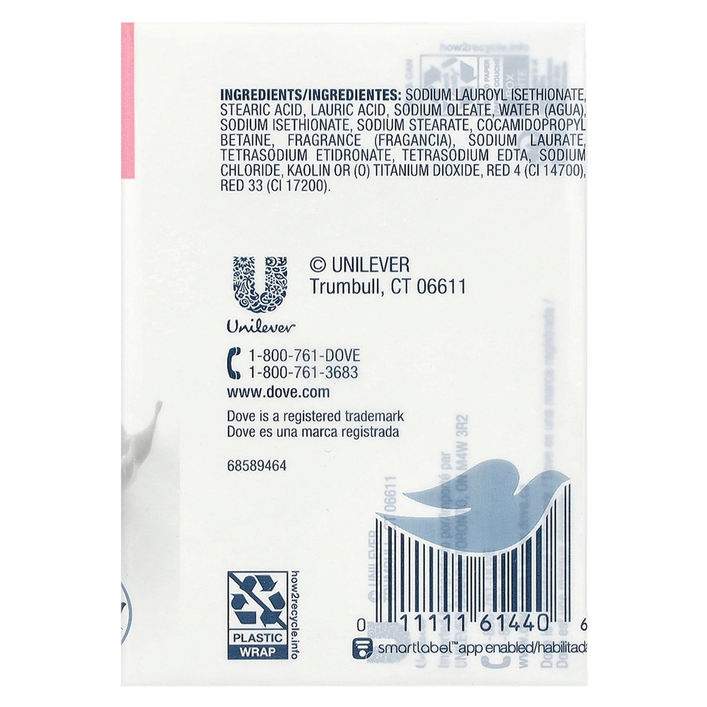 Dove, Beauty Bar Soap with Deep Moisture, Pink, 4 Bars, 3.75 oz (106 g) Each