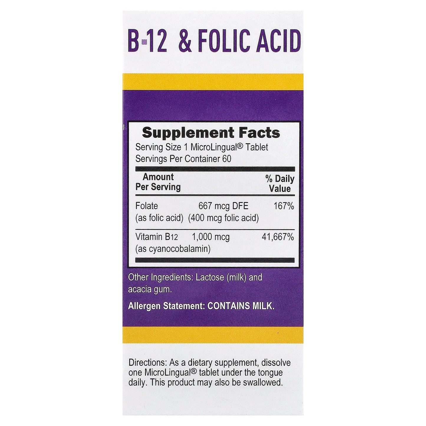 Superior Source, Cyanocobalamin B-12  & Folic Acid, 60 MicroLingual Instant Dissolve Tablets