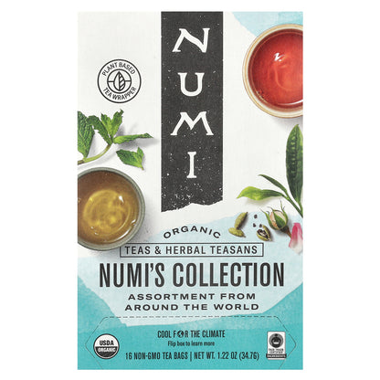 Numi Tea, Organic Teas & Herbal Teasans, Numi's Collection, 16 Non-GMO Tea Bags, 1.22 oz (34.7 g)