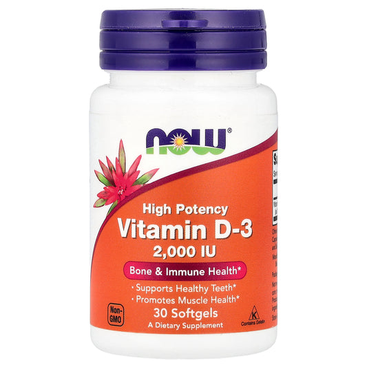 NOW Foods, Vitamin D-3, 2,000 IU, 30 Softgels