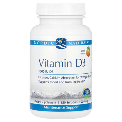 Nordic Naturals, Vitamin D3, Orange, 25 mcg (1,000 IU), 120 Soft Gels