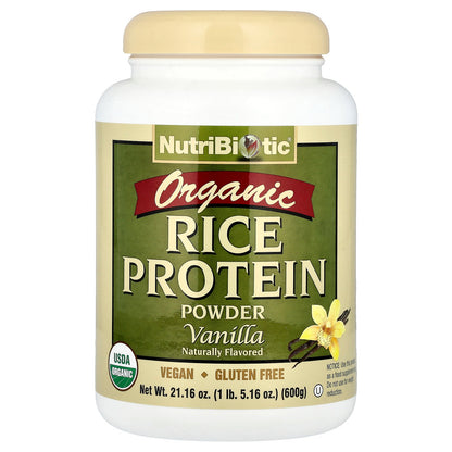 NutriBiotic, Organic Rice Protein Powder, Vanilla, 1 lb 5.16 oz (600 g)