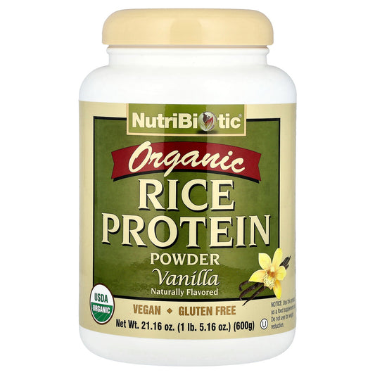 NutriBiotic, Organic Rice Protein Powder, Vanilla, 1 lb 5.16 oz (600 g)