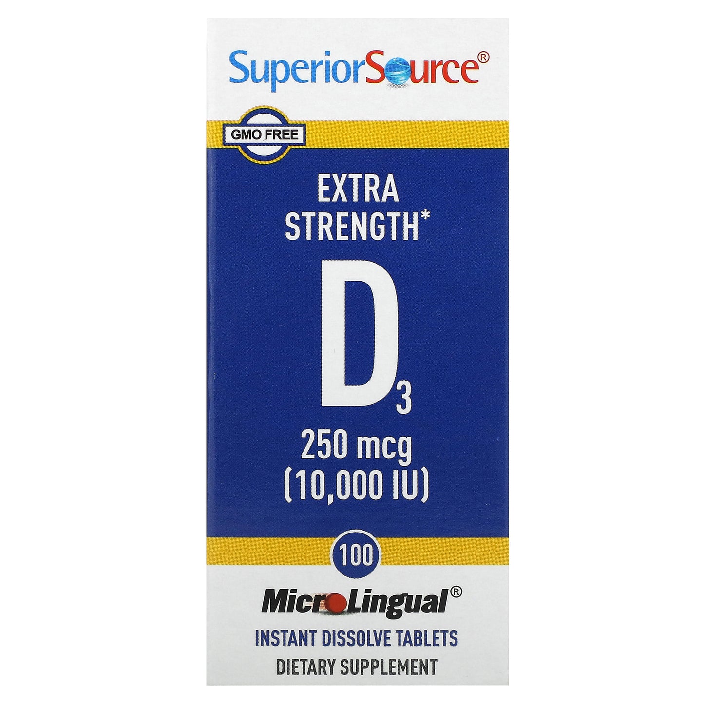 Superior Source, D3, Extra Strength, 250 mcg (10,000 IU), 100 MicroLingual Instant Dissolve Tablets