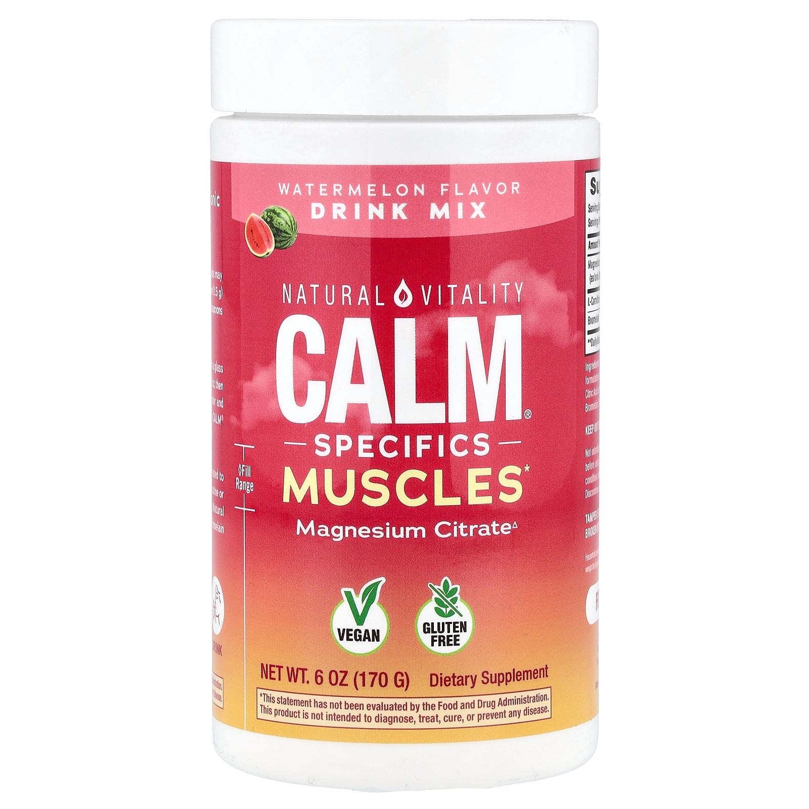 Natural Vitality, CALM® Specifics Muscles, Magnesium Citrate Drink Mix, Watermelon, 6 oz (170 g)