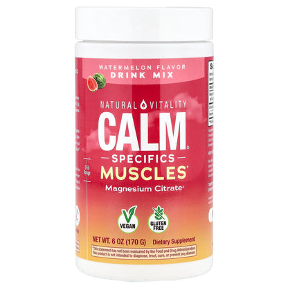 Natural Vitality, CALM® Specifics Muscles, Magnesium Citrate Drink Mix, Watermelon, 6 oz (170 g)