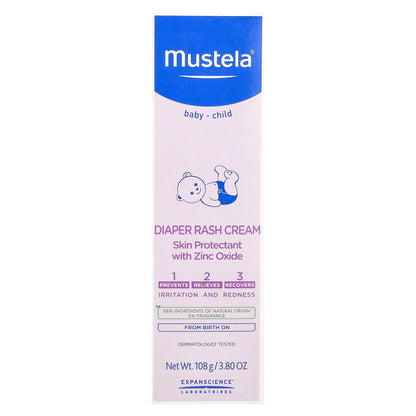 Mustela, Baby-Child, Diaper Rash Cream, Fragrance Free, 3.8 oz (108 g)