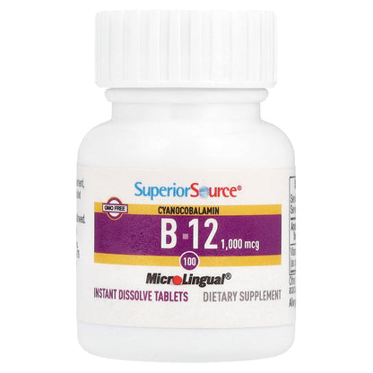 Superior Source, Cyanocobalamin B12, 1,000 mcg, 100 MicroLingual® Instant Dissolve Tablets