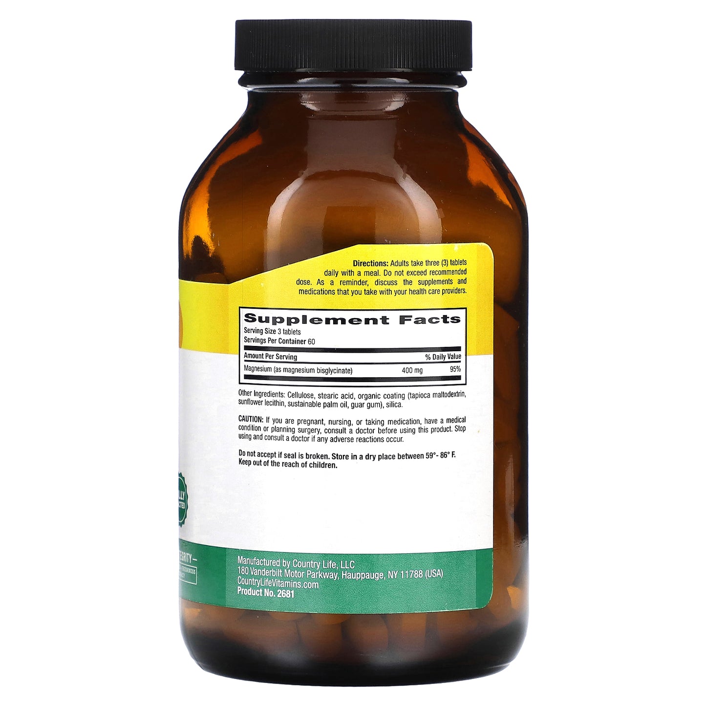 Country Life, Chelated Magnesium Glycinate, 180 Tablets (133 mg per Tablet)