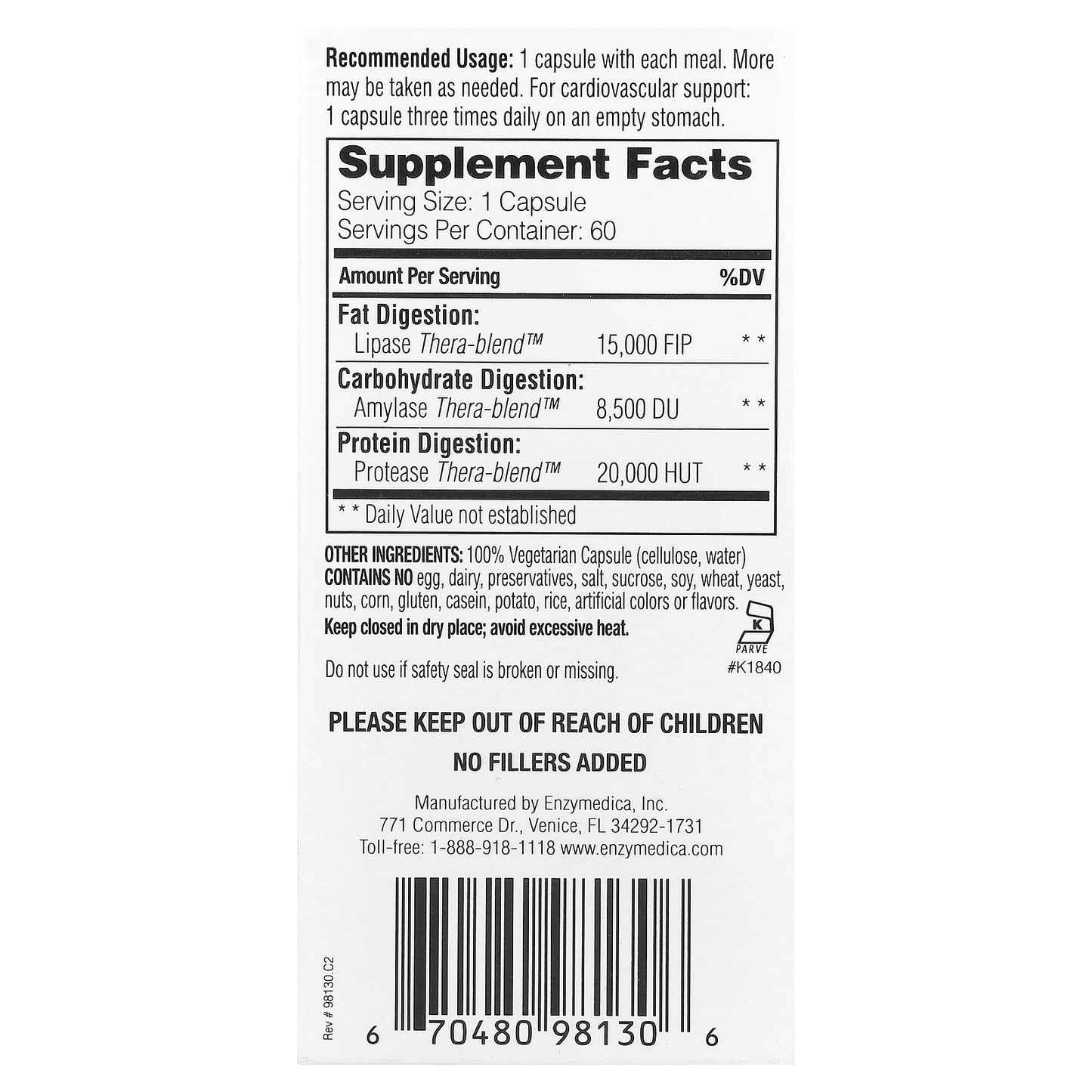 Enzymedica, Lypo Gold™, For Fat Digestion, 60 Capsules