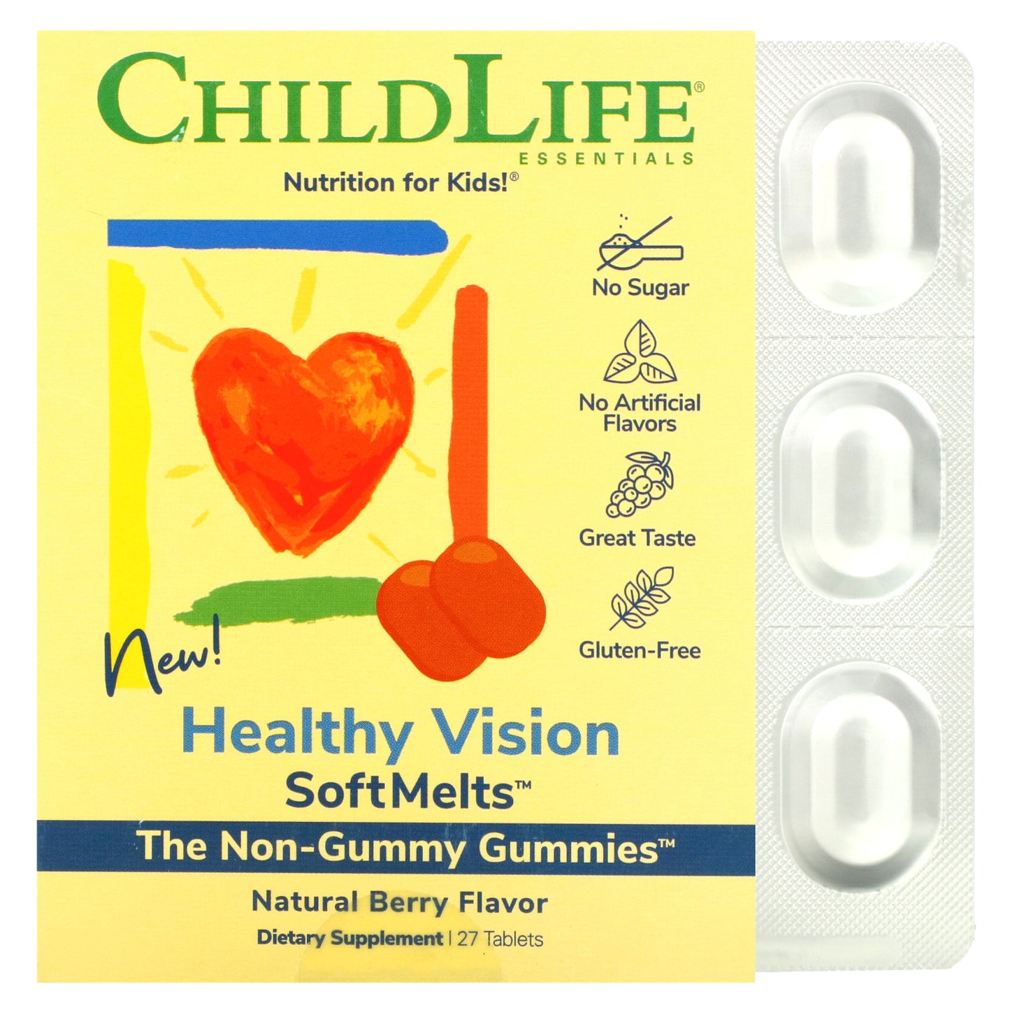 ChildLife Essentials, Healthy Vision SoftMelts, Natural Berry, 27 Tablets