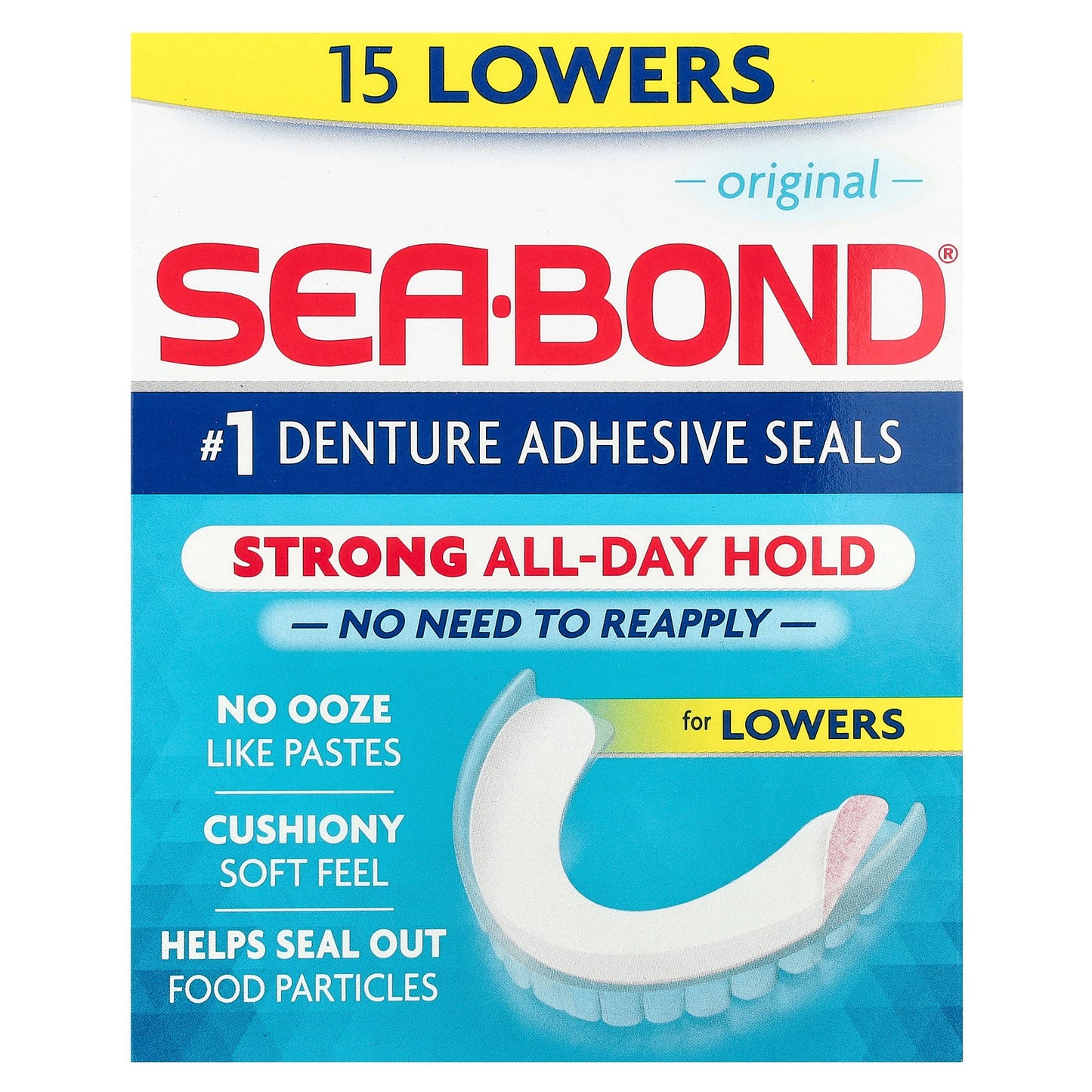 SeaBond, Denture Adhesive Seals, Original, 15 Lowers