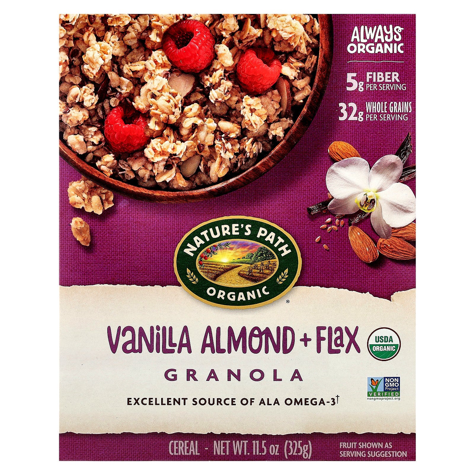 Nature's Path, Organic Vanilla Almond + Flax Granola Cereal, 11.5 oz (325 g)