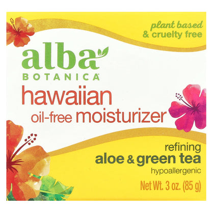 Alba Botanica, Hawaiian Oil Free Moisturizer, Refining, Aloe & Green Tea, 3 oz (85 g)