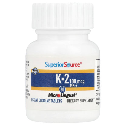 Superior Source, Vitamin K-2, 100 mcg, 60 MicroLingual® Instant Dissolve Tablets