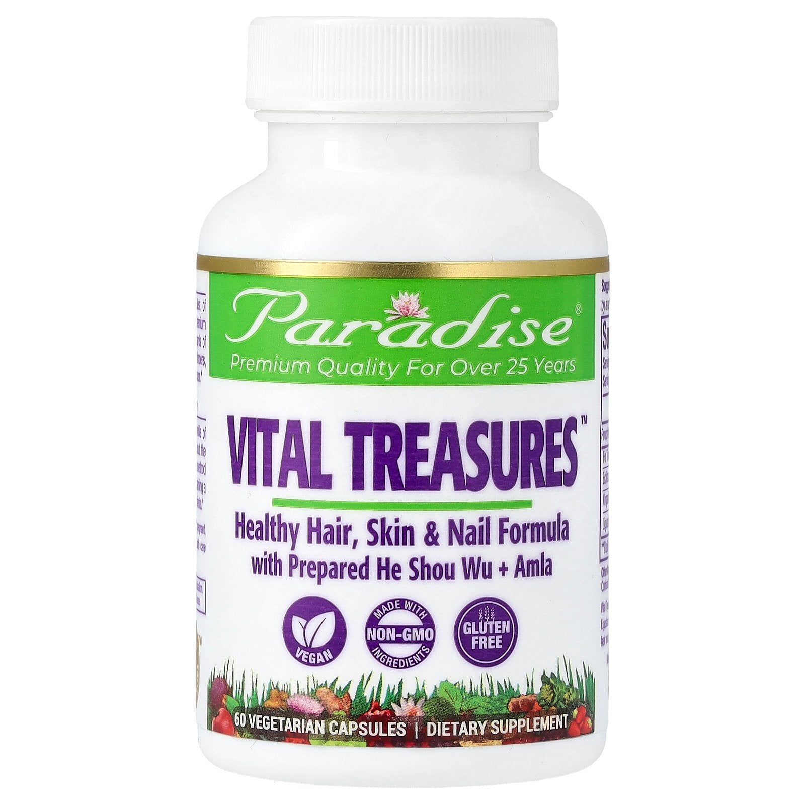 Paradise Herbs, Vital Treasures, 60 Vegetarian Capsules