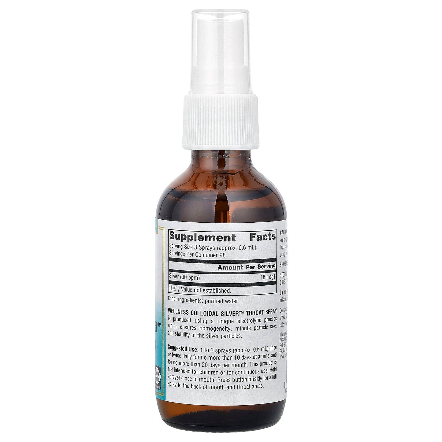 Source Naturals, Wellness Colloidal Silver™  Throat Spray, 2 fl oz (59.14 ml)