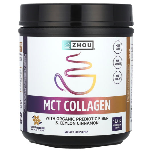 Zhou Nutrition, MCT Collagen, Vanilla Cinnamon, 13.4 oz (379 g)