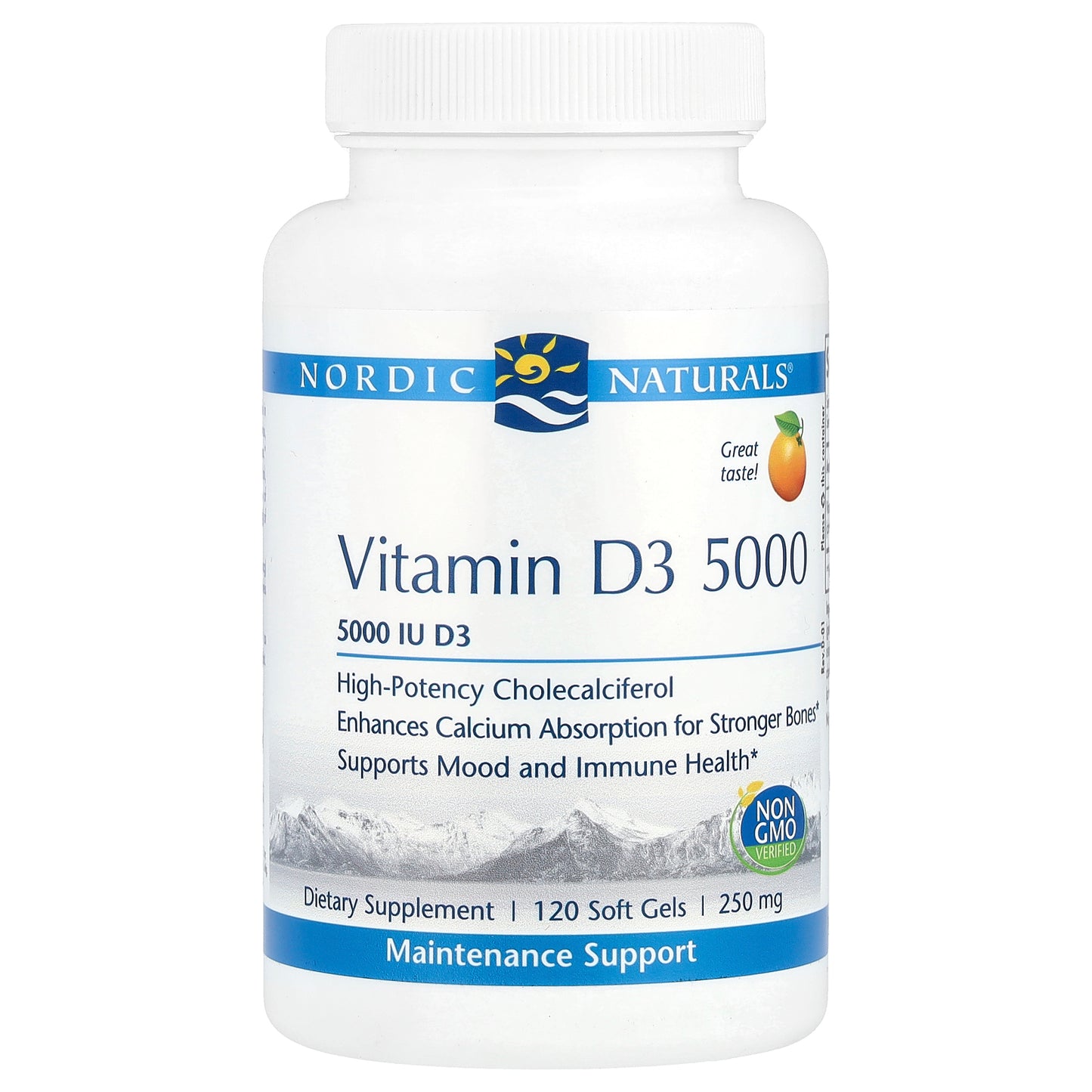 Nordic Naturals, Vitamin D3 5000, Orange, 5,000 IU, 120 Soft Gels