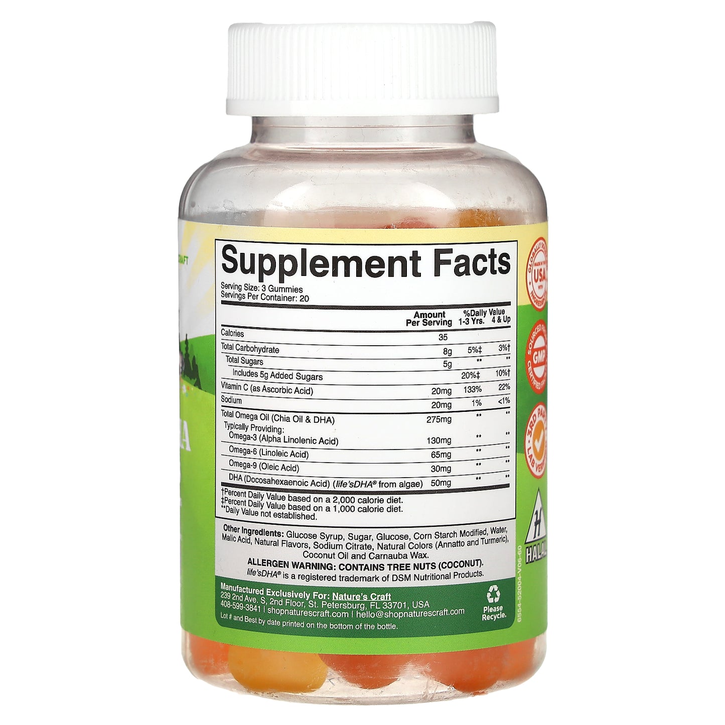 Nature's Craft, Kids Omega + DHA Gummies, Lemon & Orange, 60 Gummies
