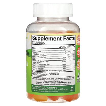 Nature's Craft, Kids Omega + DHA Gummies, Lemon & Orange, 60 Gummies