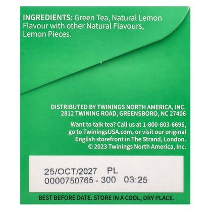 Twinings, Flavored Green Tea, Lemon, 20 Tea Bags, 1.41 oz (40 g)