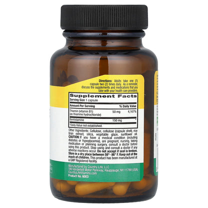 Country Life, Benfotiamine with Thiamin, 150 mg, 60 Vegan Capsules