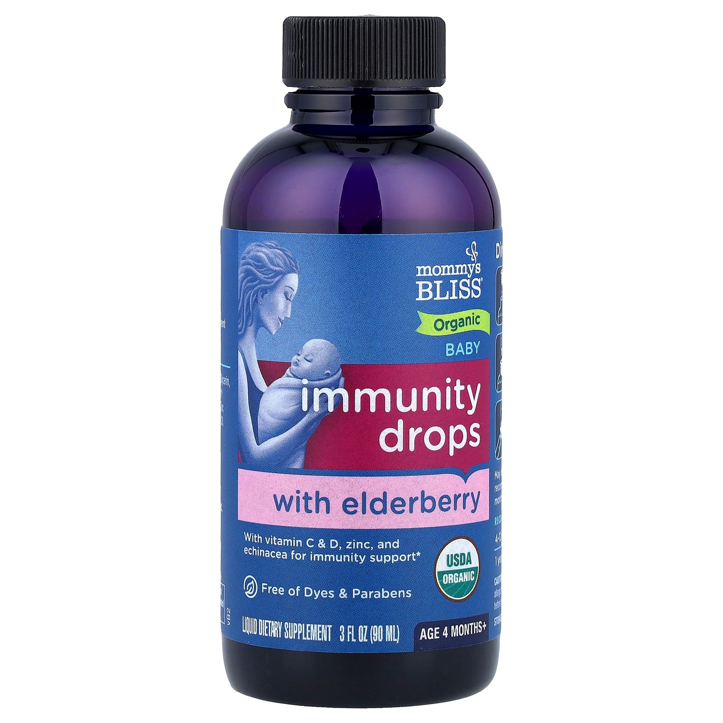 Mommy's Bliss, Organic Baby Immunity Drops With Elderberry, Age 4 Months+, 3 fl oz (90 ml)
