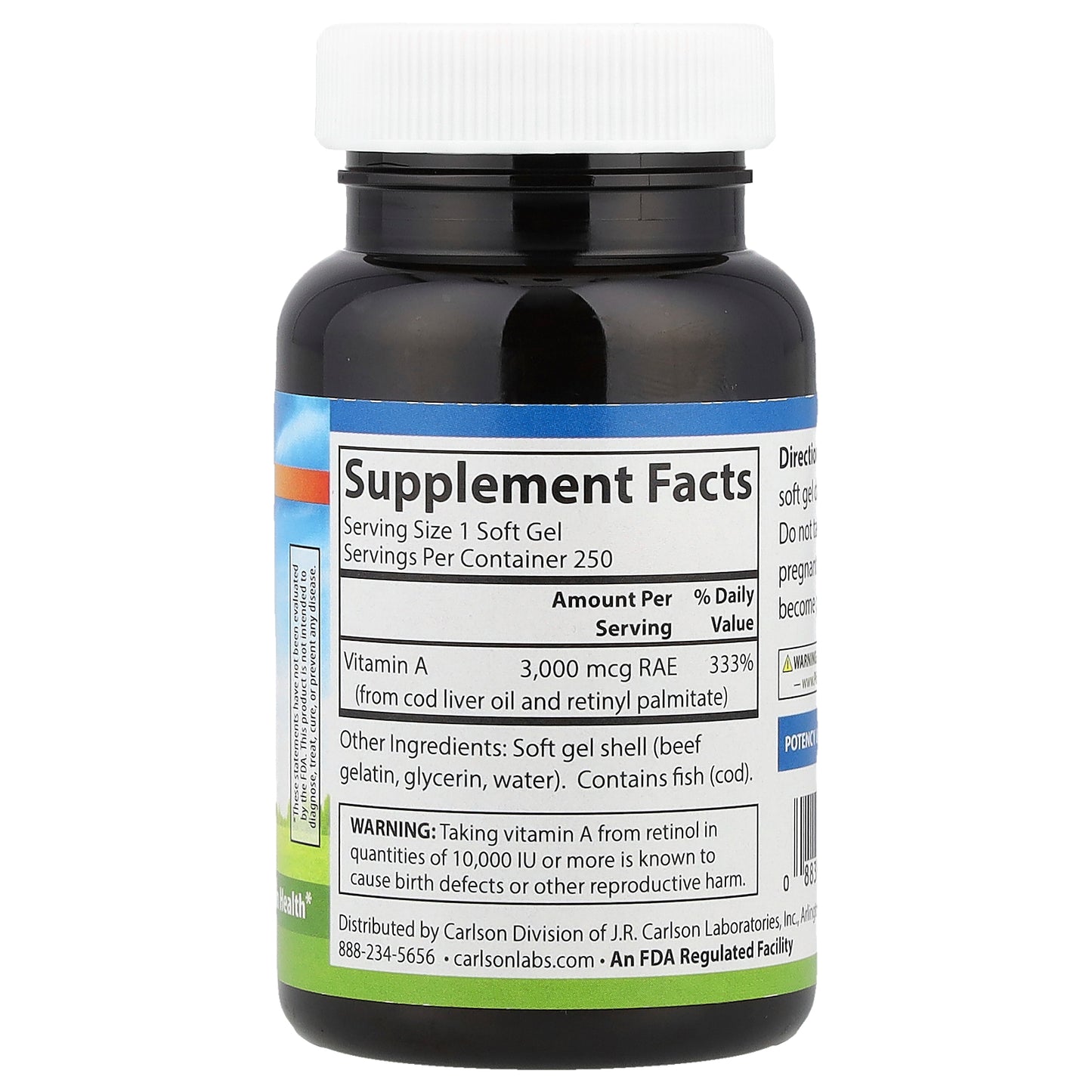 Carlson, Vitamin A, 3,000 mcg RAE (10,000 IU), 250 Soft Gels