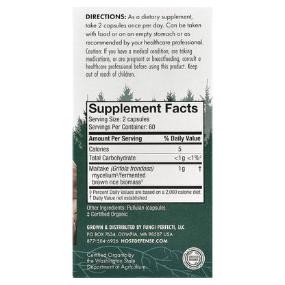 Host Defense, Mushrooms™, Maitake, 120 Capsules (0.5 g per Capsule)