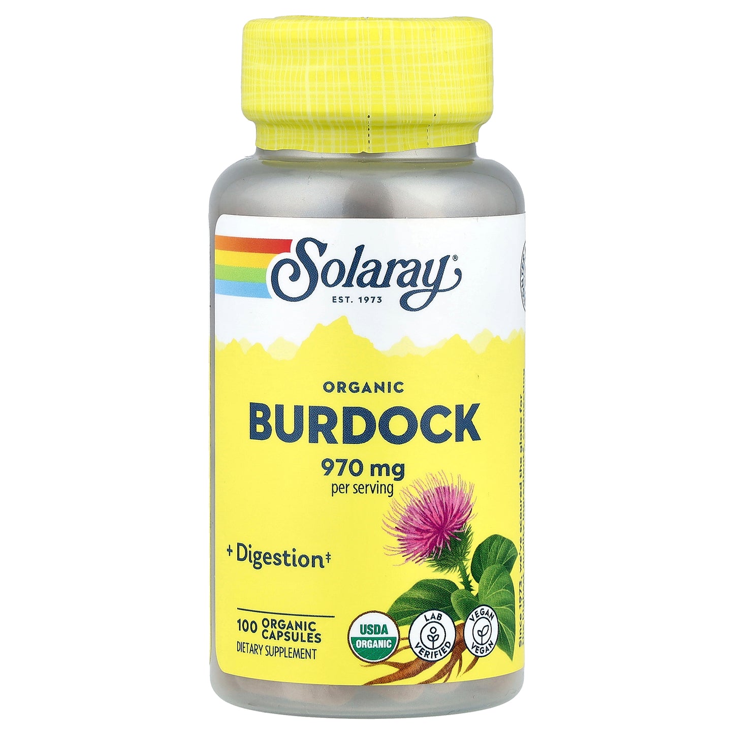 Solaray, Organic Burdock, 100 Organic Capsules (485 mg per Capsule)