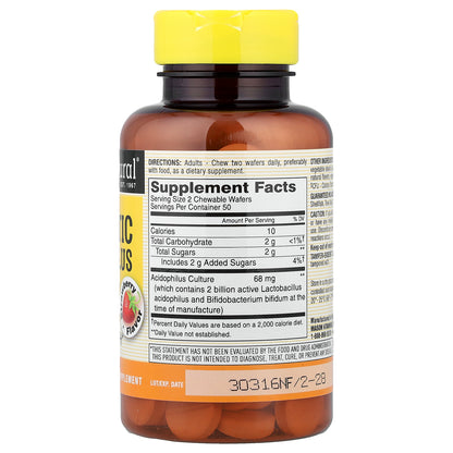 Mason Natural, Chewable Probiotic Acidophilus & Bifidus, Strawberry, 100 Wafers (34 mg per Wafer)