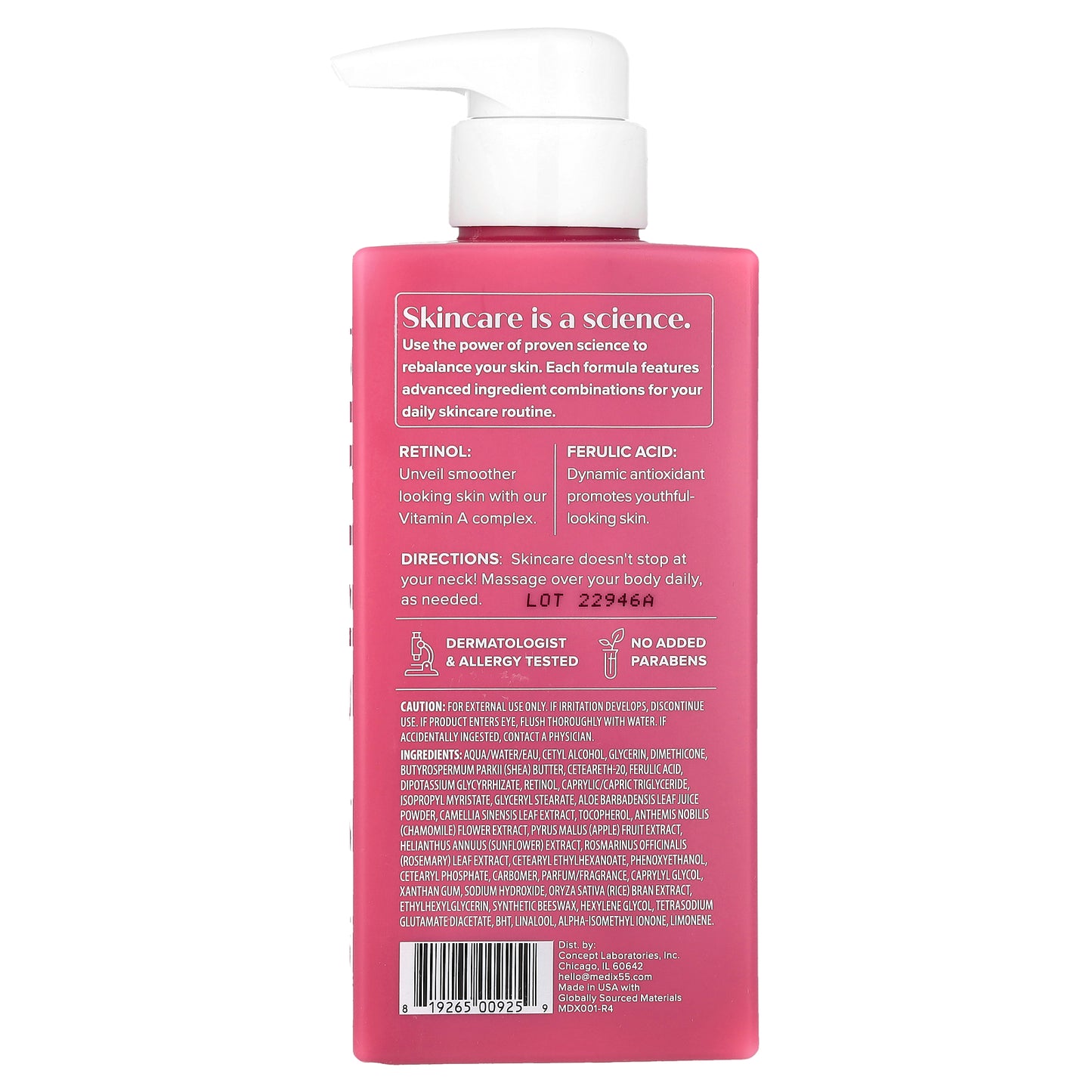 Medix 5.5, Body Cream, Retinol + Ferulic Acid, 15 fl oz (444 ml)