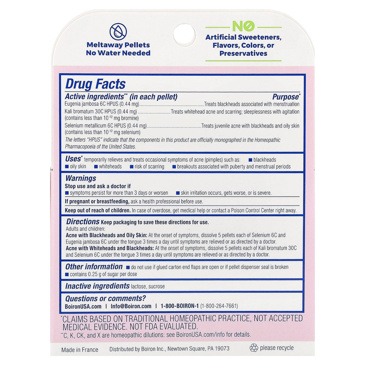 Boiron, Acne Relief, 3 Tubes, 80 Meltaway Pellets Each