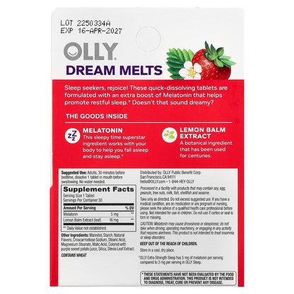 OLLY, Sleep, Extra Strength, Strawberry, 30 Tablets