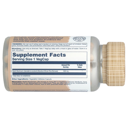 Solaray, Reishi Mushrooms, 600 mg, 100 VegCaps