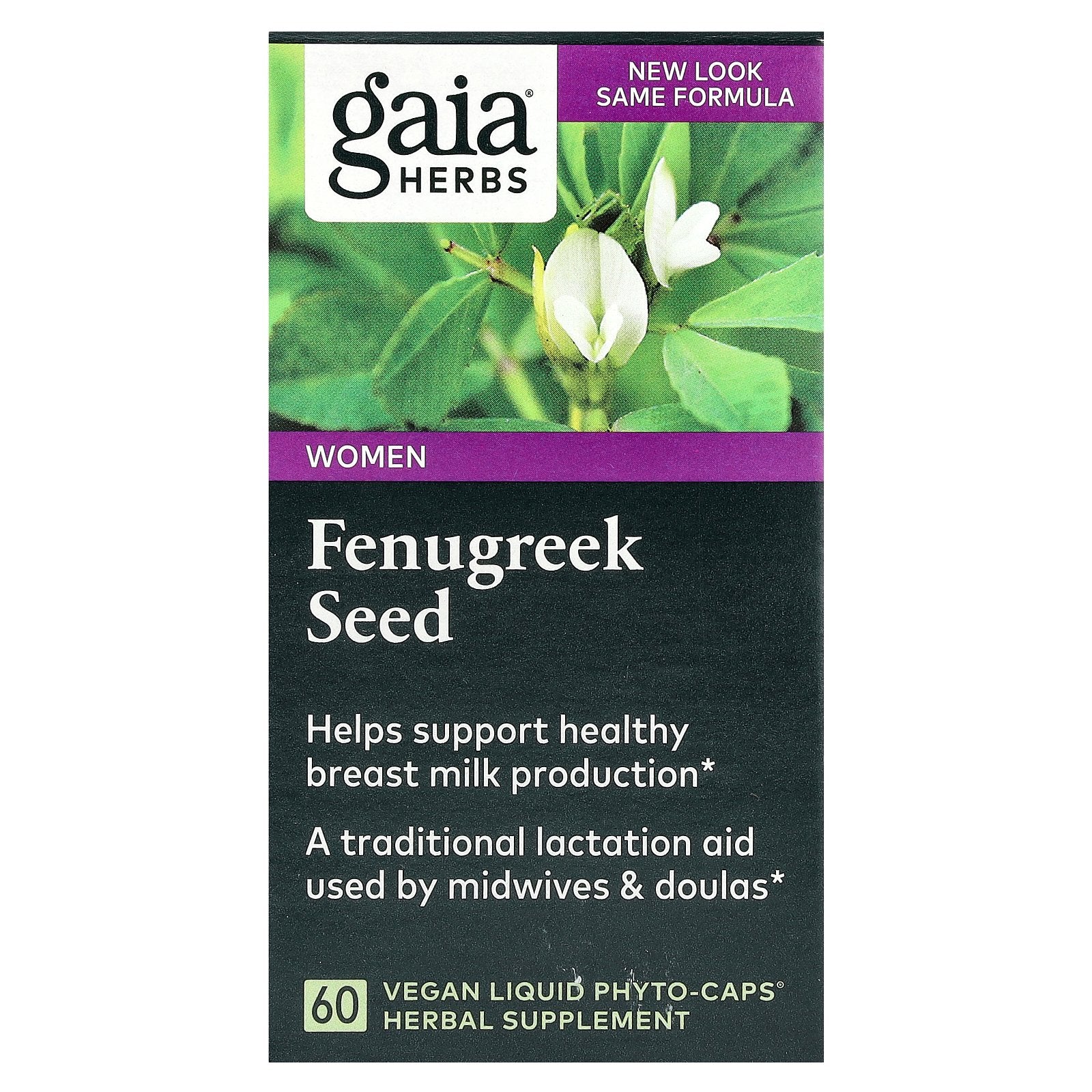 Gaia Herbs, Fenugreek Seed for Women, 60 Vegan Liquid Phyto-Caps (390 mg per Capsule)