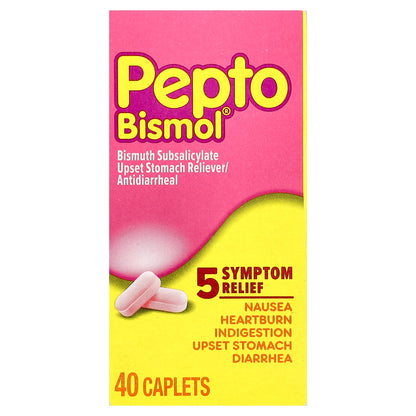 Pepto Bismol, Bismuth Subsalicylate, 40 Caplets (131 mg per Caplet)