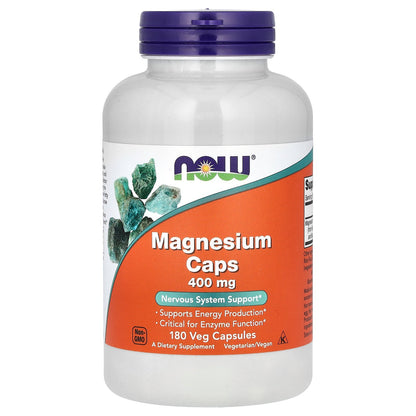 NOW Foods, Magnesium Caps, 400 mg, 180 Veg Capsules