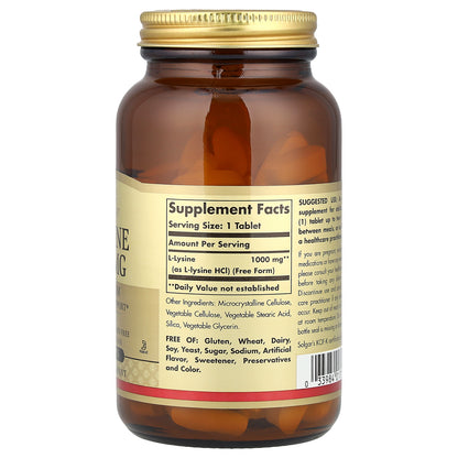 Solgar, L-Lysine, Free Form, 1,000 mg, 100 Tablets